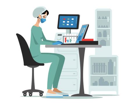 Doctor On Computer Illustrations Royalty Free Vector Graphics And Clip