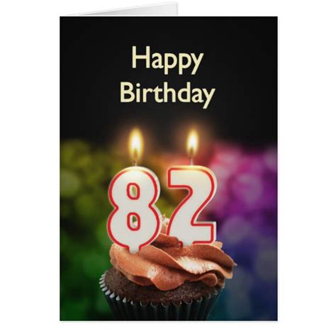82nd Birthday With Cake And Candles Card Zazzle