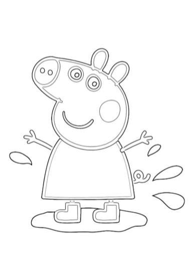 Il suo colore preferito è il. Peppa Pig che salta nel fango disegno da colorare PDF A4 ...