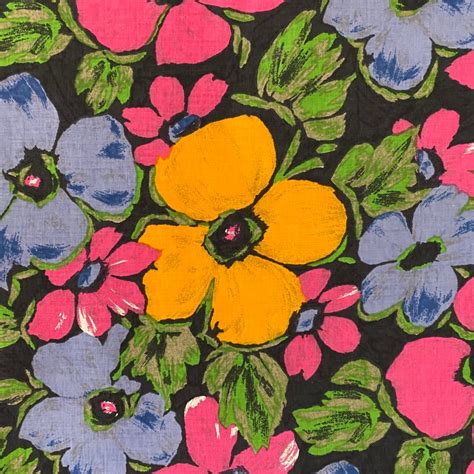 Vintage European Floral Fabric Pink Yellow Blue Free Etsy