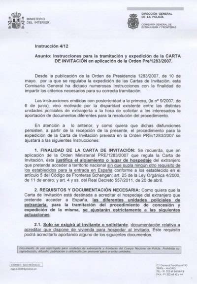 Carta De Invitación Para Ingresar A España Voy A Emigrar