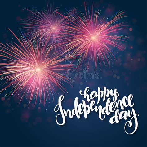 Vector Independence Day Greetings Card With Hand Lettering Happy