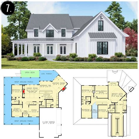Plan Tf Two Story Farmhouse Plan With First Floor Master Modern