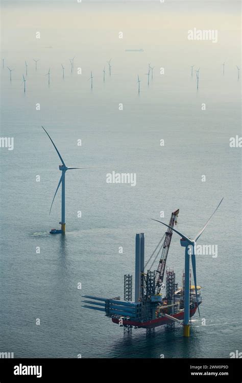 Netherlands North Holland Ijmuiden Aerial View Of Wind Turbine