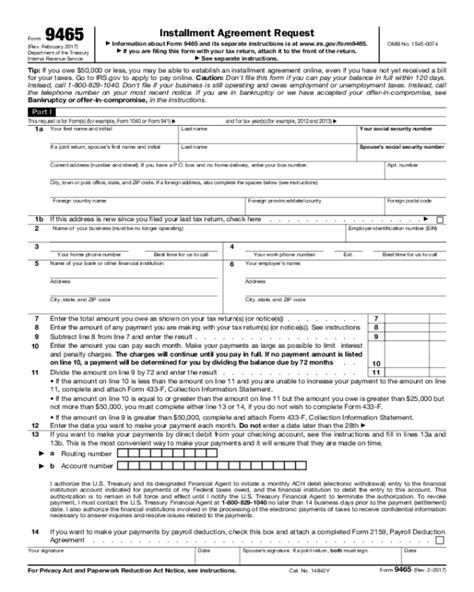 Form 9465 Edit Fill Sign Online Handypdf
