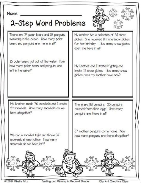 One And Two Step Word Problems With Whole Numbers Worksheets