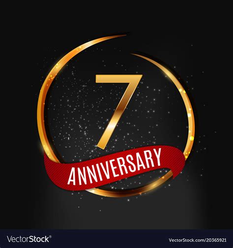 Template Gold Logo 7 Years Anniversary With Red Vector Image