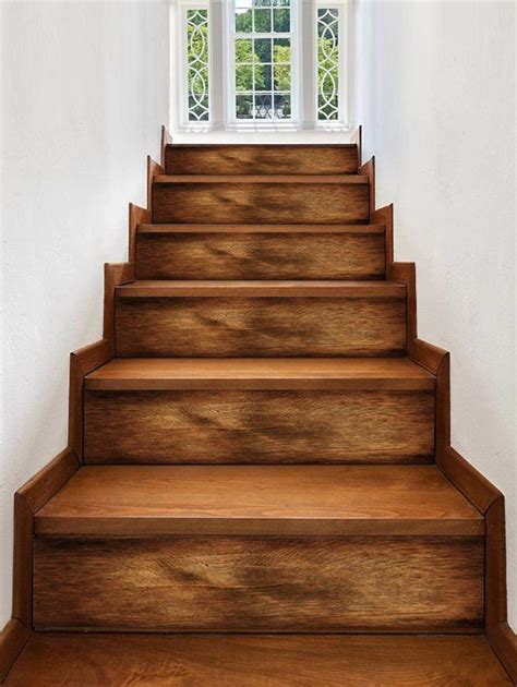 25 Off Wood Grain Pattern Decorative Stair Stickers Rosegal