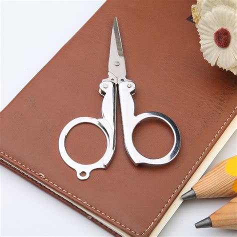 mini stainless steel folding scissors portable travel scissors hand tool learning office