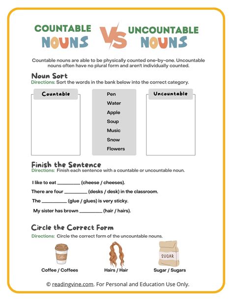 Countable And Uncountable Nouns Online Worksheet For Th Grade You Can
