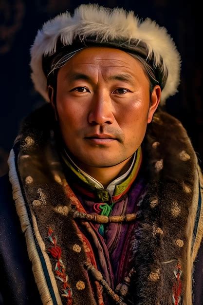 Premium Photo Mongolian Man In Traditional Wear Close Up Portrait