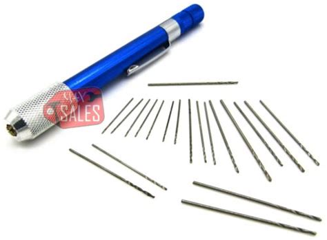 21PC Mini Drill Set Small Aluminum Hand Drill Wire Drills Sizes W Case