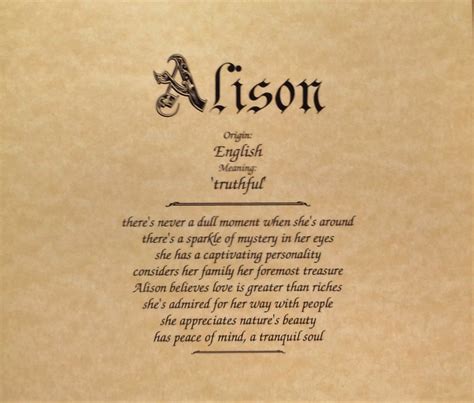 Alison First Name Meaning Art Print Name Meaning