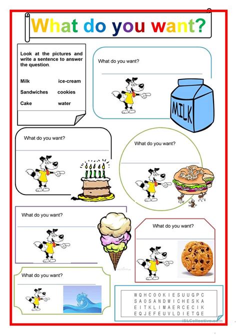 The following foods are rich in vitamin d, and since they are animal sources, they contain mainly d3: What do you want? worksheet - Free ESL printable ...