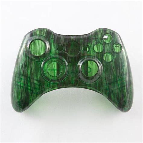 Clear Green Flames Custom Controller Shell For Xbox 360