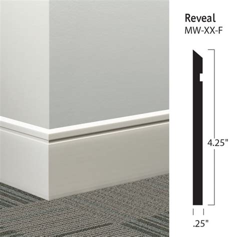 Johnsonite chair rail mouldings are designed for interior applications only. Johnsonite MW-XX-F Reveal 4-1/4" Millwork Wall Base ...