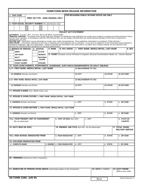 Dd Form 2266 Fill Out Sign Online And Download Fillable Pdf
