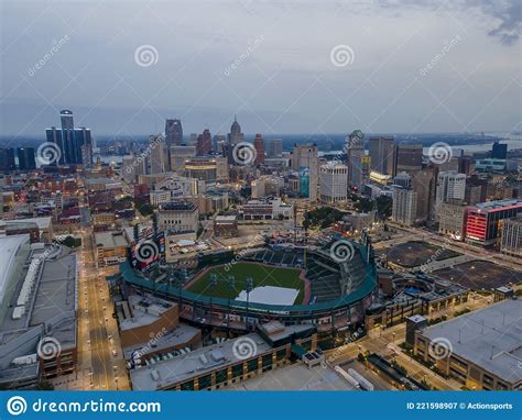 Aerial View Of The Detroit Tigers Home Comerica Park Editorial