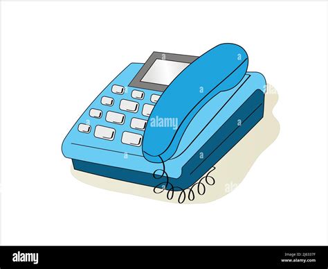 Illustration Of Blue Telephone With Answering Machine On Whitestock