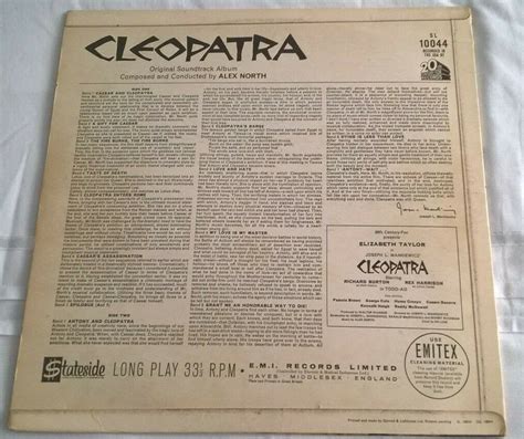 Cleopatra Ost Alex North 1963 Stateside Label Vinyl Sleeve And Spine