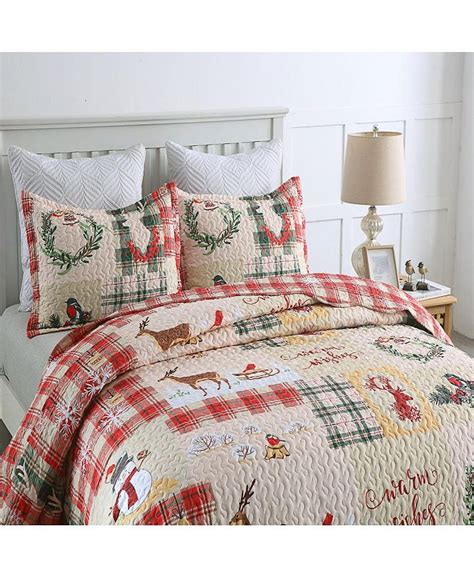 Marcielo 3 Piece Christmas Quilt Bedspread Set B021 King Macys