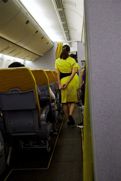 Flight Attendant Serving Passengers Editorial Photography Image Of