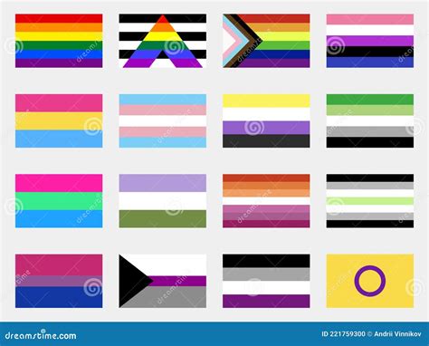 Lgbtq Pride Flags Collection Sexual Identity Flags Set Festival Of