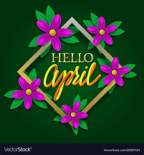 Hello April Golden And Yellow Gradient Lettering Vector Image