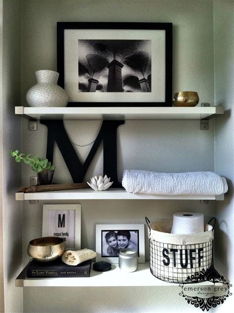Putting your bathroom together requires an individual approach. Styling shelves {our new home}