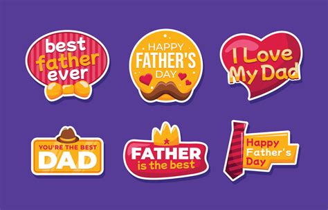 Happy Fathers Day Stickers Set 7780752 Vector Art At Vecteezy
