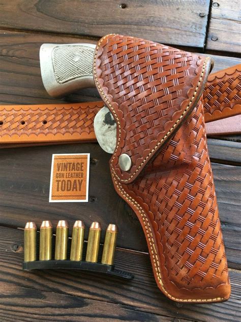 Alfonsos Brown Basketweave Flap Holster For Sandw N Large Frame Revolver