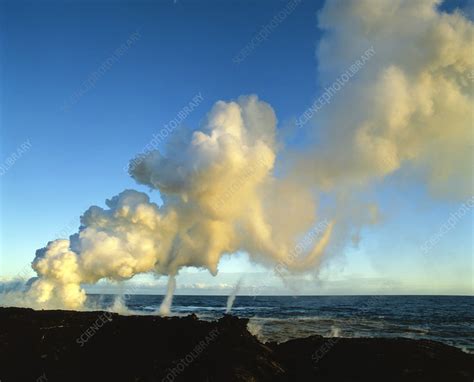 Lava And Steam Clouds Stock Image E3900355 Science Photo Library