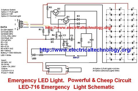 Discliamer, im not the original owner of the design, credit to th. Emergency LED Light LED-716 Emergency Light Schematic ...