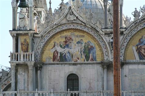 Venice Basilica Di San Marco High Mosaics Of The Facade Stock Image