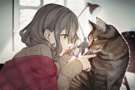 A Girl And Her Cat [original] かわいいアニメガール カワイイアニメ アニメキャラクター