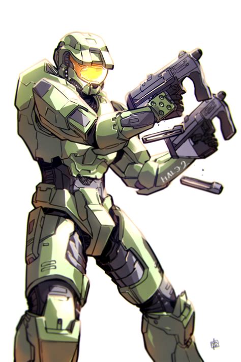 Safebooru 1boy Absurdres Dual Wielding Gun Halo Series Halo 2