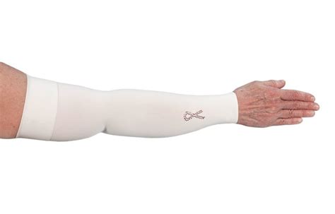 Lymphedivas White With Pink Crystal Ribbon Arm Sleeve Adaptive Direct