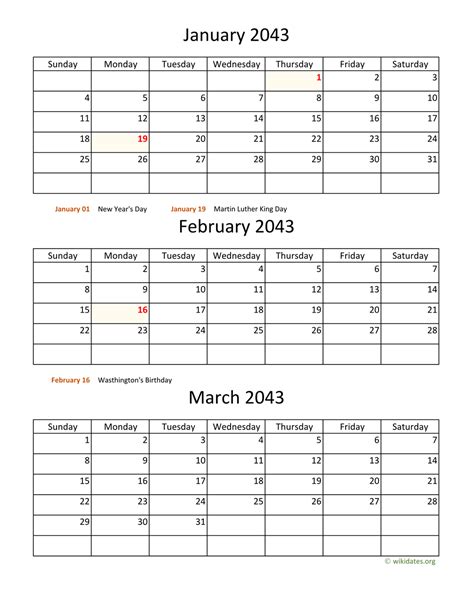 Printable 2043 Calendar