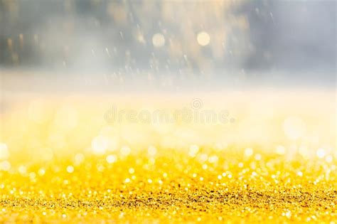Gold Glitter Close Up Background With Shallow Depth Of Field Stock