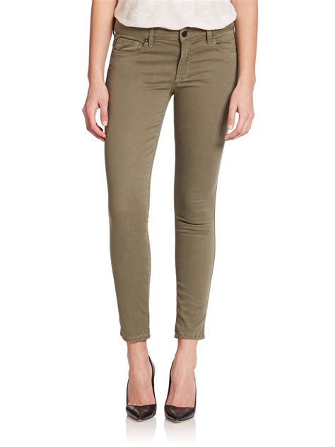 Lyst Genetic Denim Daphne Mid Rise Cropped Skinny Jeans In Green