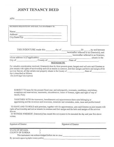 Free 10 Joint Tenancy Grant Deed Samples In Pdf Doc