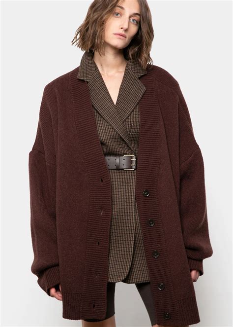 Dark Brown Oversized Belted Cardigan The Frankie Shop Belted