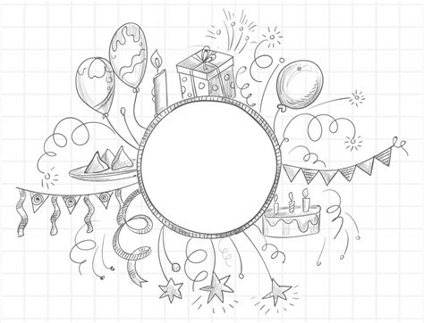 Happy Birthday Celebration Doodle Sketch 1311135 Vector Art At Vecteezy