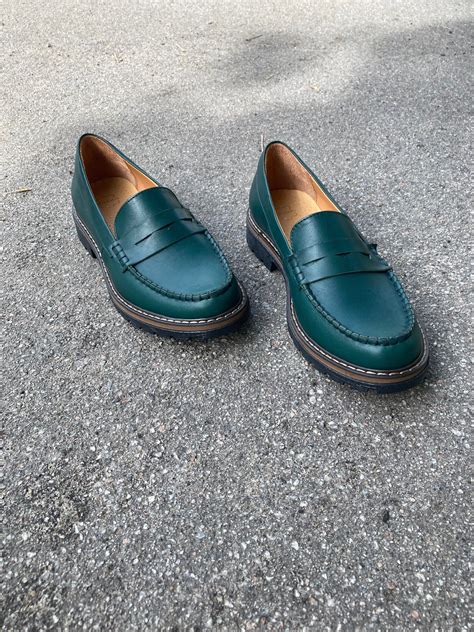 Green Women Penny Loafer Classic Handmade Top Sider Shoes Etsy