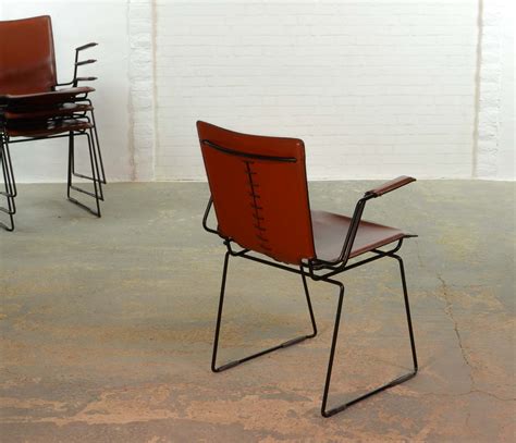 Leather upholstered dining chair (set of 2). Italian Red Leather and Enameled Black Steel Frame Dining ...