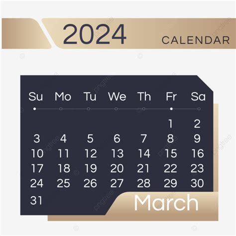 Gambar Kalender Bulan 2024 Gradien Maret Emas Hitam Sederhana Dua Ribu