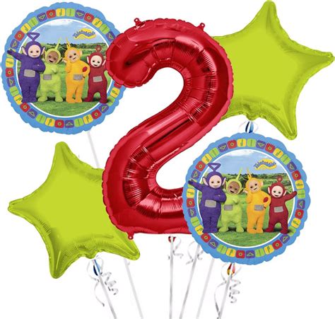 Teletubbies Balloon Bouquet 2nd Birthday 5 Pcs Party Supplies