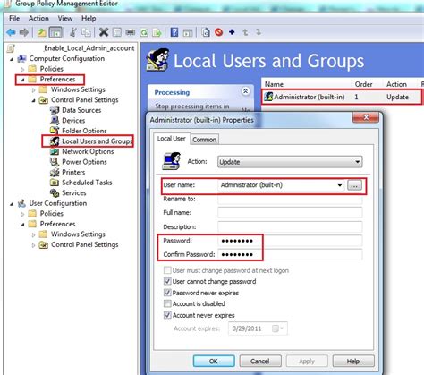 Choose settings > manage accounts, and then choose the account you need to update. Change Local Admin Password Through Group Policy