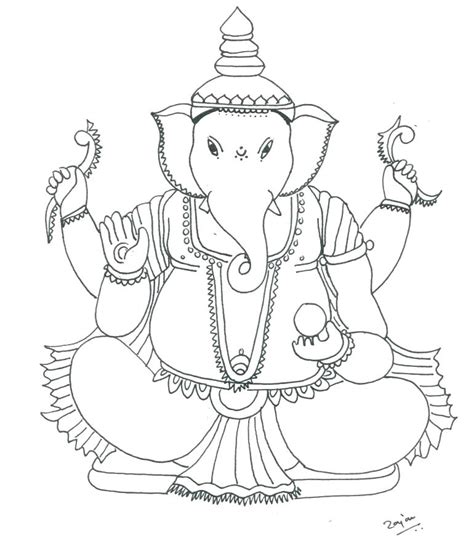 Outline Drawing Of Lord Ganesha At Explore