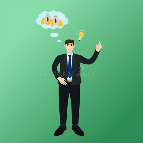 Businessman Have Good Idea And Thinking Money Stock Vector